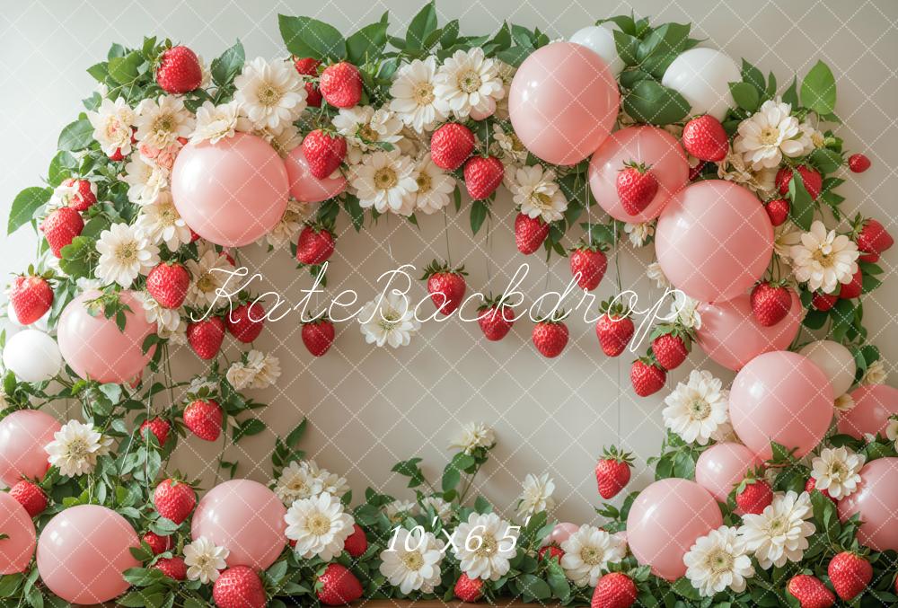 Kate Spring Strawberry Flower Balloon Arch Backdrop Designed by Emetselch