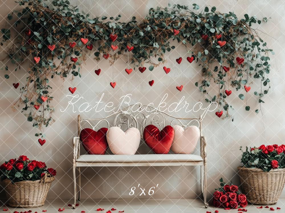 Kate Valentine's Heart Floral Bench Backdrop Designed by Patty Roberts