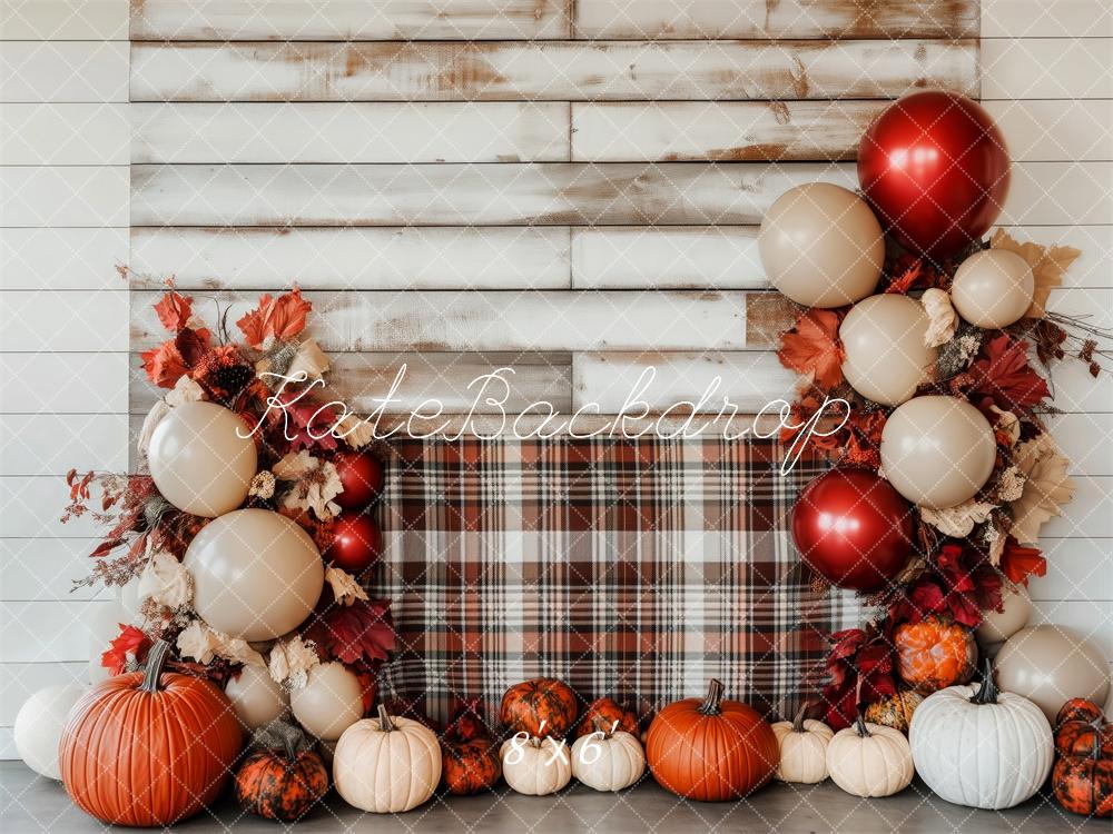 Kate Fall Pumpkin Balloon Wood Wall Backdrop Designed by Patty Roberts