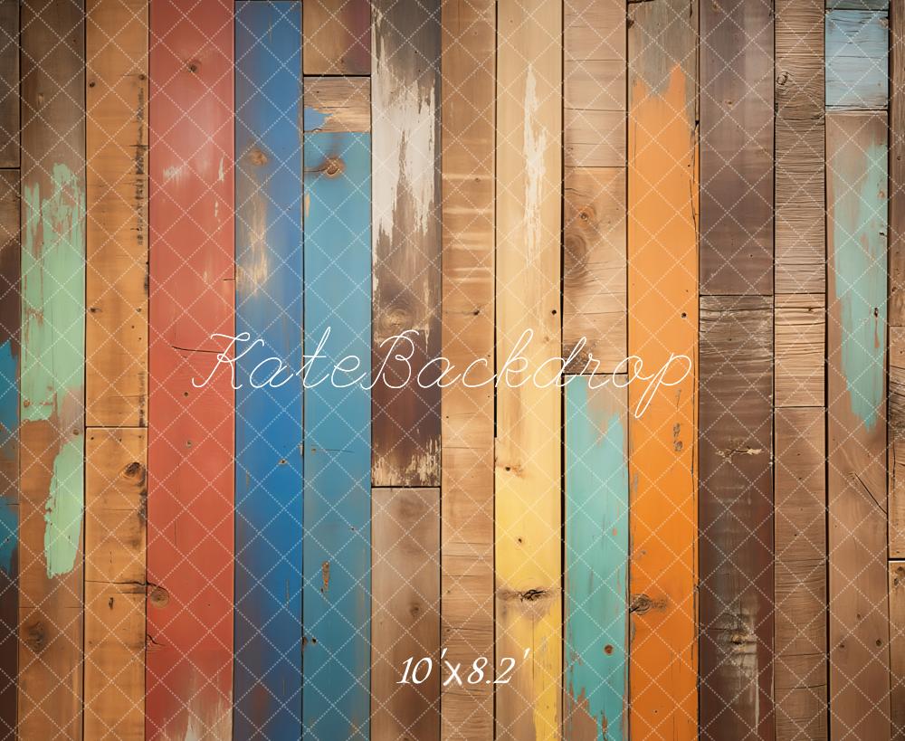 Kate Colorful Retro Wooden Floor Backdrop Designed by Kate Image