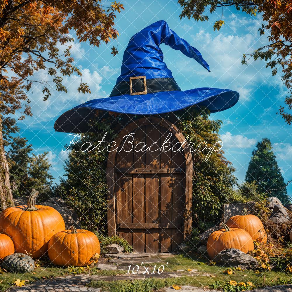 Kate Fall Maple Tree Blue Magic Hat House Backdrop Designed by Emetselch