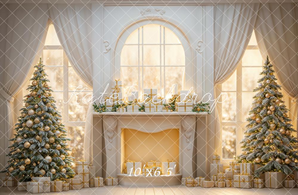 Kate Christmas White Retro Fireplace Backdrop Designed by Emetselch