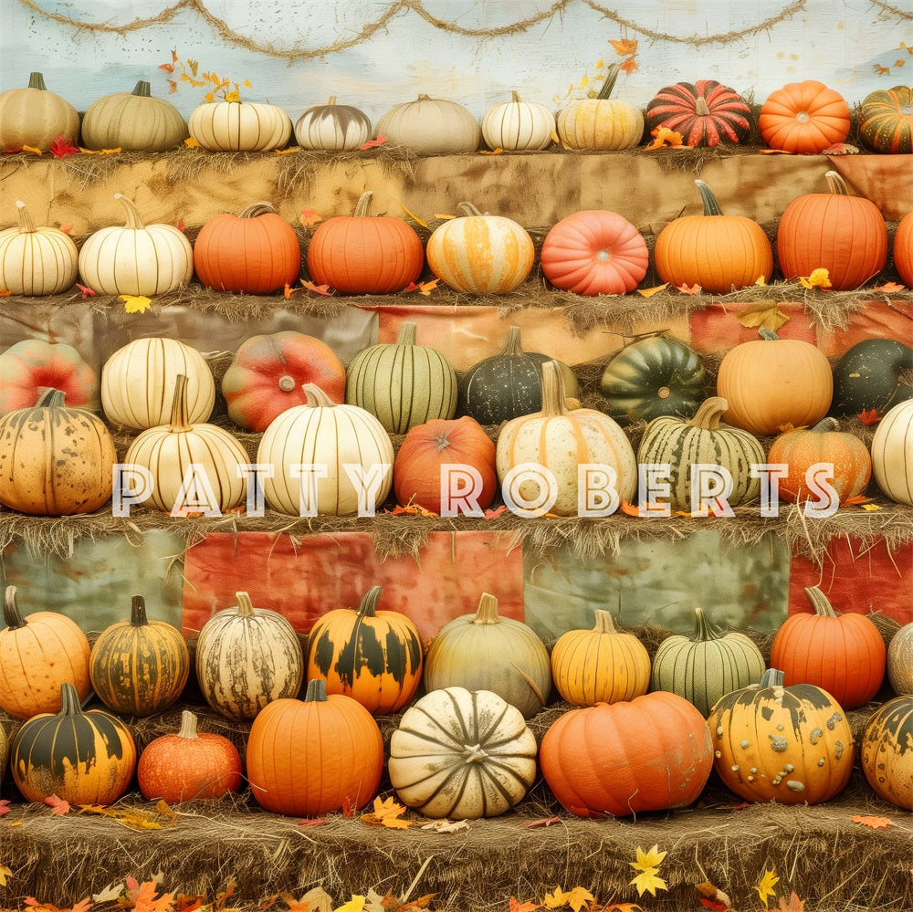 Fondo de stand de calabazas de cosecha de otoño Diseñado por Patty Robert