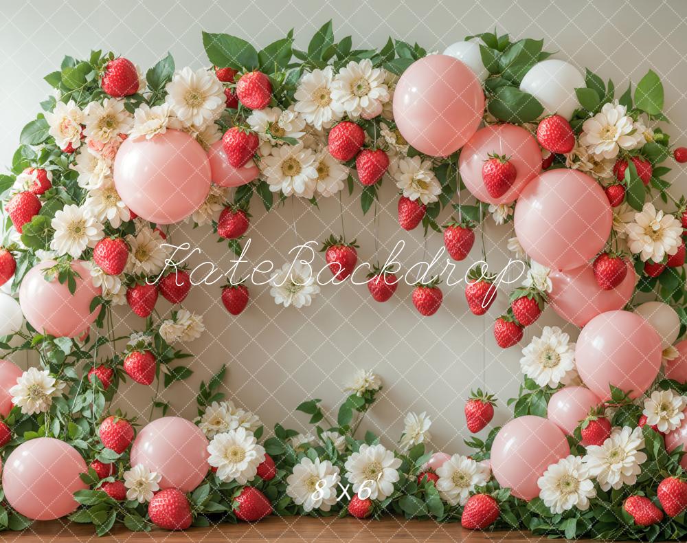 Kate Spring Strawberry Flower Balloon Arch Backdrop Designed by Emetselch