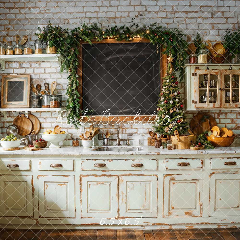 Kerstkeuken Vintage Kast Krijtbord Foto Achtergrond Designed by Emetselch