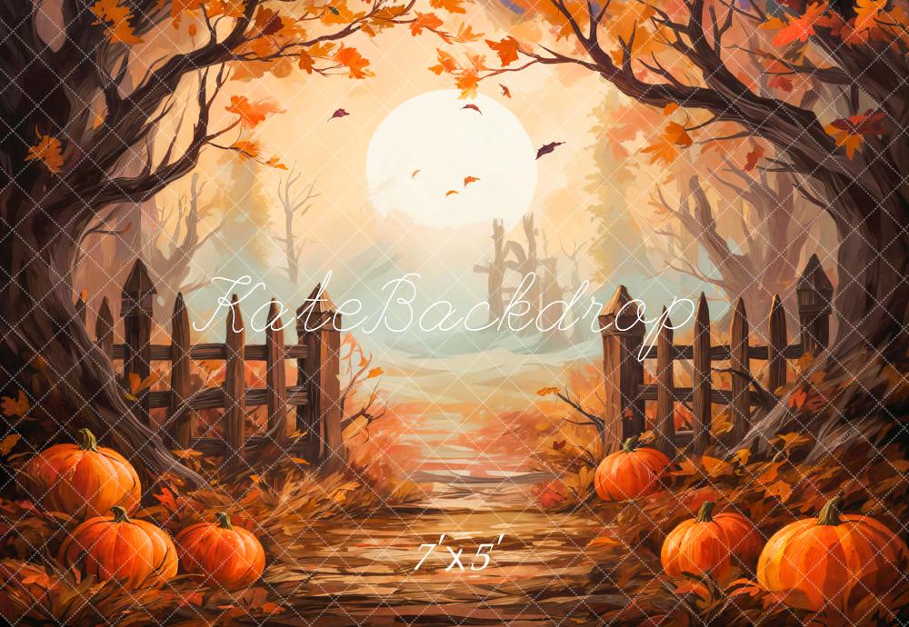 Fall Pumpkin Forest Sunset Foto Achtergrond Designed by Emetselch