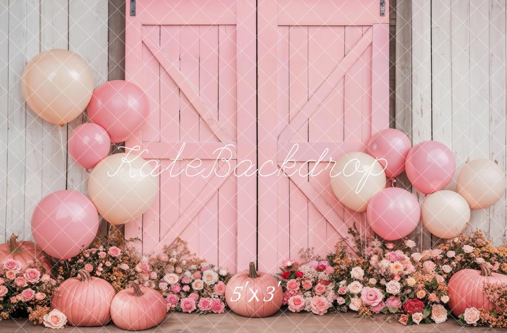 Kate Valentine Barn Door Pink Floral Backdrop Designed by Emetselch