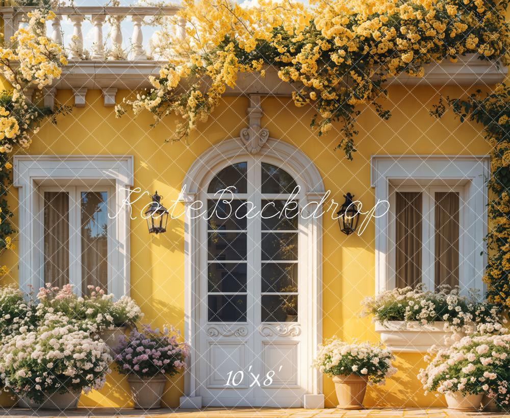 Kate Spring Yellow Floral House Door Backdrop Designed by Emetselch