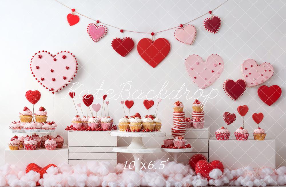 Fondo de cupcake de postre en forma de corazón Valentine's diseñado por Emetselch