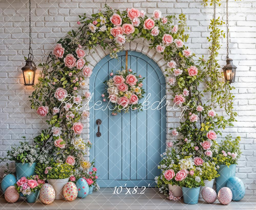 Kate Easter Flower Arch Blue Door Backdrop Designed by Emetselch