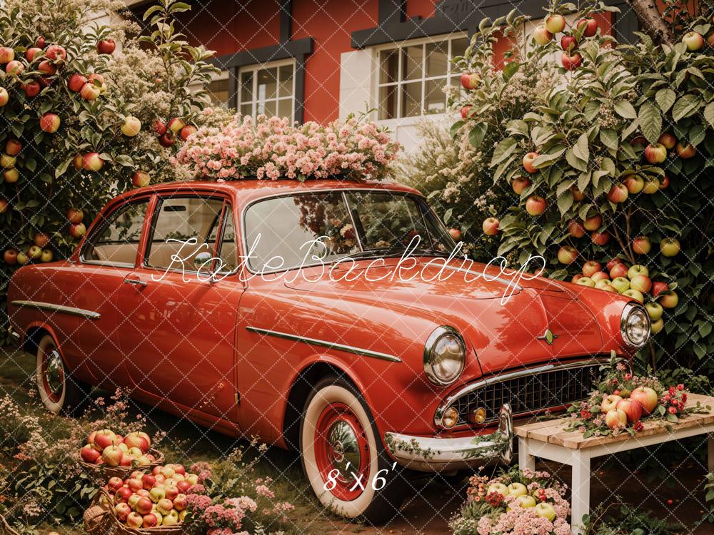 Kate Spring Vintage Car Apple Orchard Backdrop Designed by Emetselch