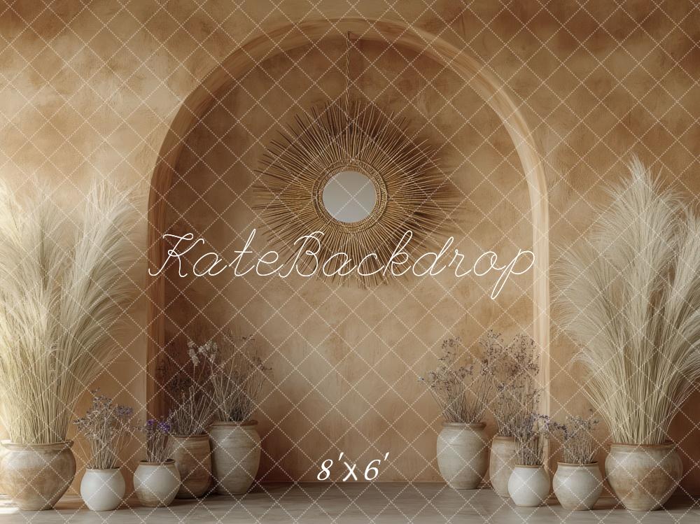 Boho Arch Dried Pampas Wall Foto Achtergrond Designed by Mini MakeBelieve