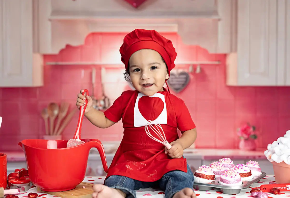 Kate Valentine Pink Heart Kitchen Cabinets Backdrop Designed by Emetselch