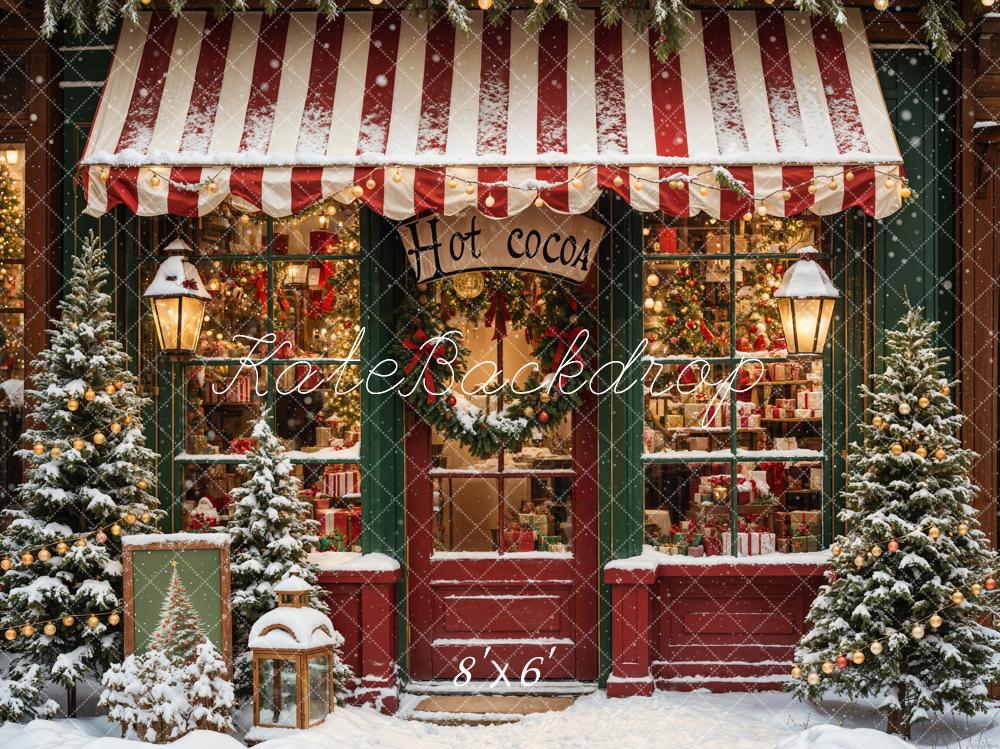 Kerst Retro Warme Chocolade Winkel Foto Achtergrond Ontworpen door Emetselch