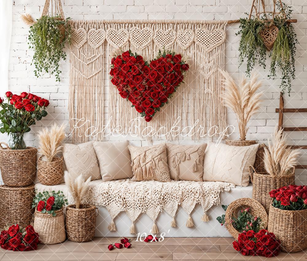 Kate Valentine Boho Heart Roses Sofa Backdrop Designed by Emetselch