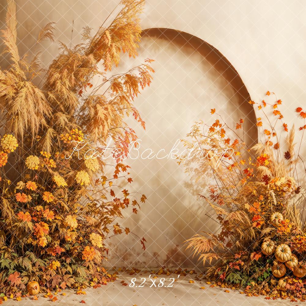 Herfst Fine Art Bloemen Beige Boogvormige Foto Achtergrond Ontworpen door Emetselch