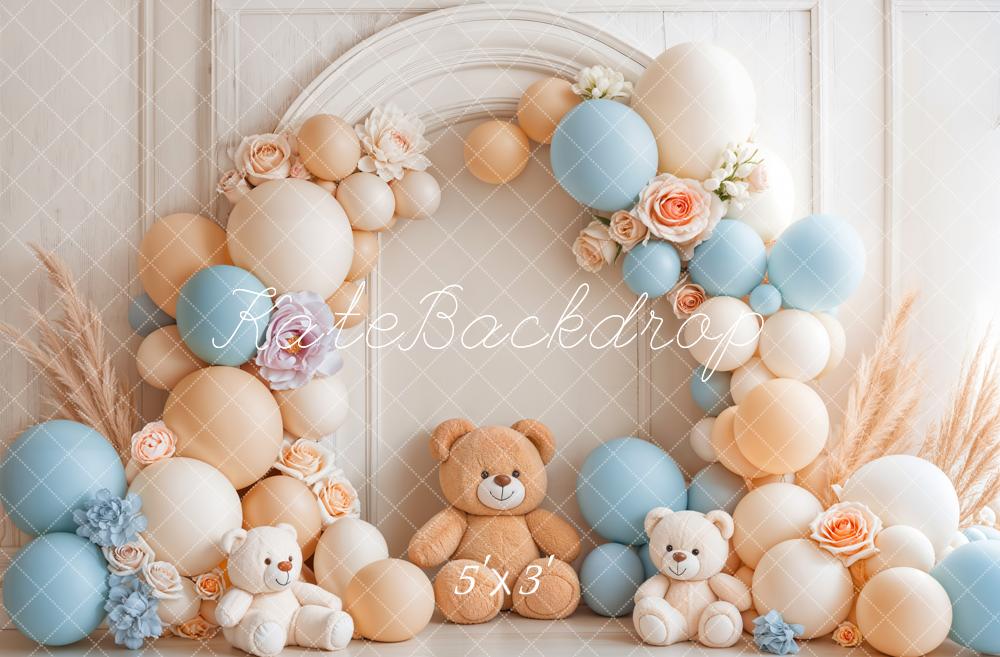 Kate Cake Smash Balloon Teddy Bear Arch Backdrop Designed by Emetselch