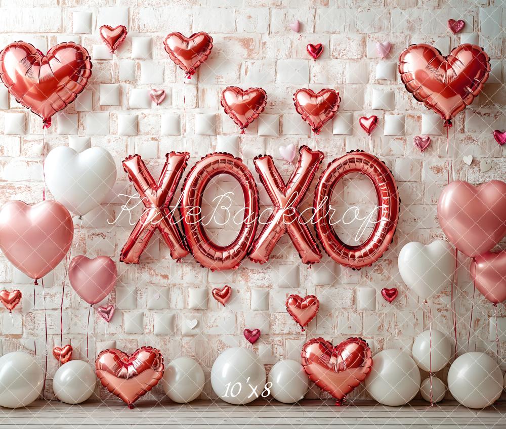 Kate Valentine's Day Pink Heart Balloon Backdrop Designed by Emetselch