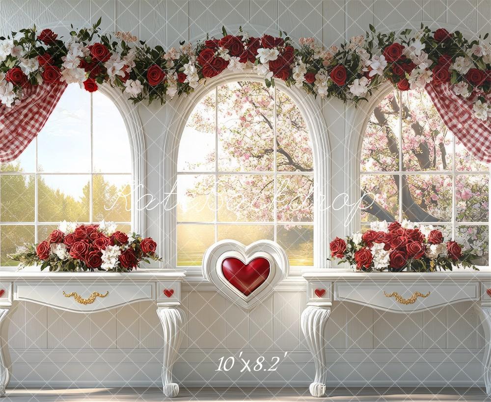 TEST Kate Valentine Floral Arched Window Heart Backdrop Designed by Mini MakeBelieve