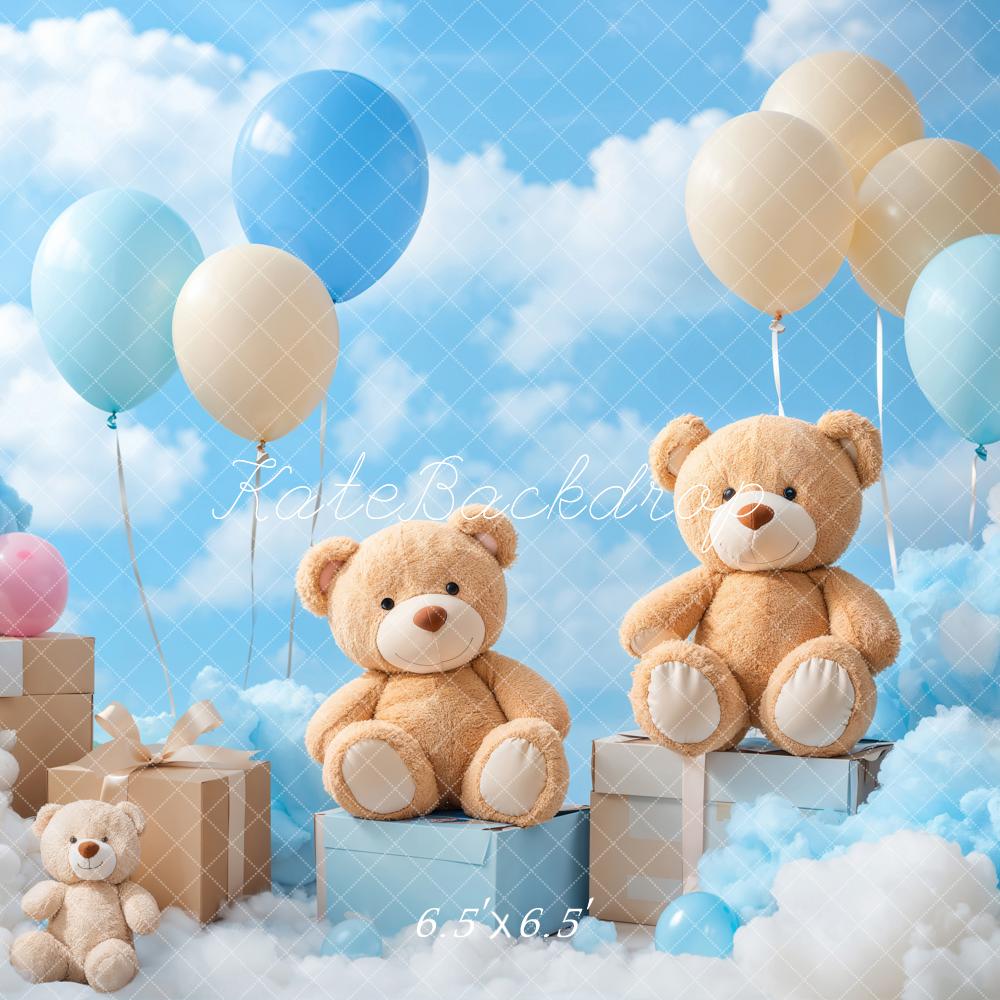 Kate Blue Sky With Teddy Bear and Balloons Backdrop Designed by Emetselch