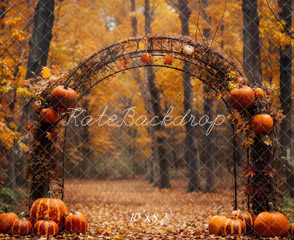 Kate Fall Pumpkin Arch Forest Backdrop Designed by Emetselch