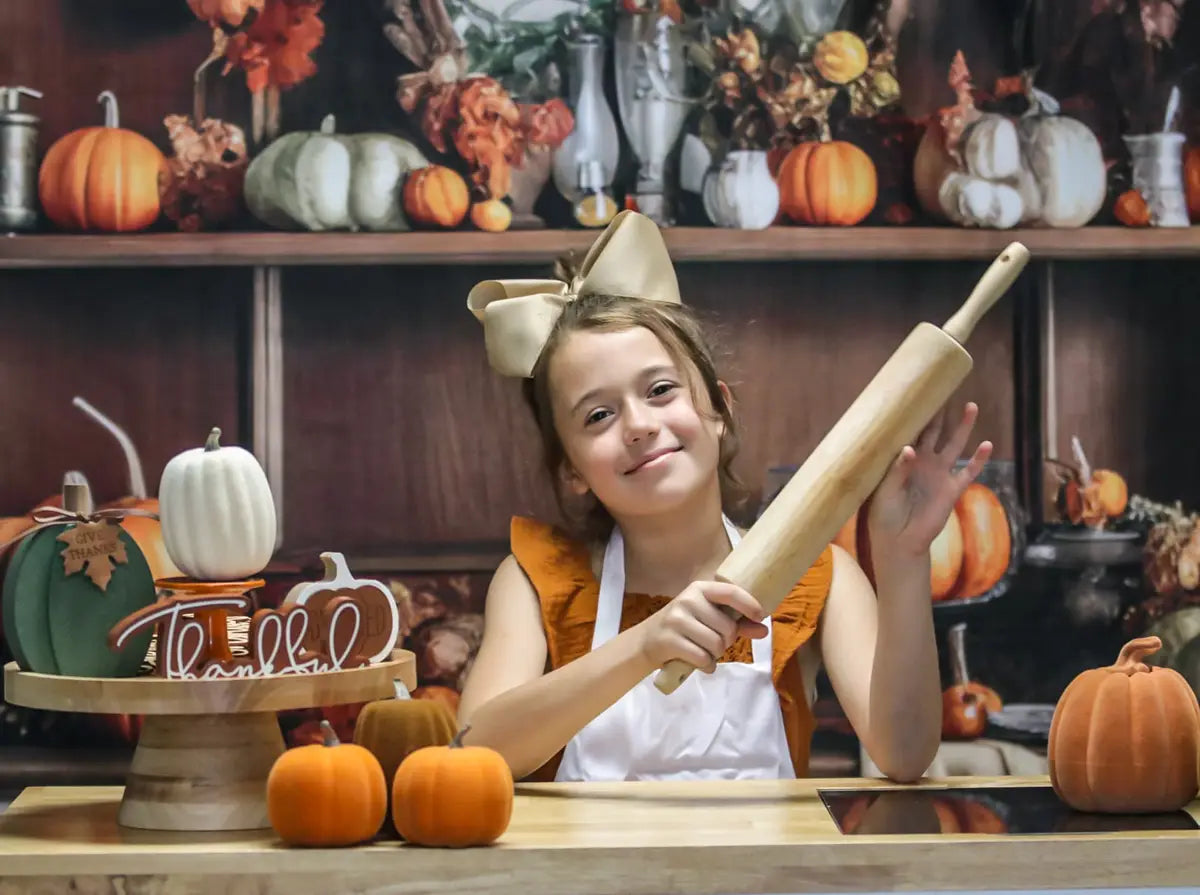 Kate Cozy Autumn Kitchen Hutch Backdrop Designed by Mandy Ringe Photography