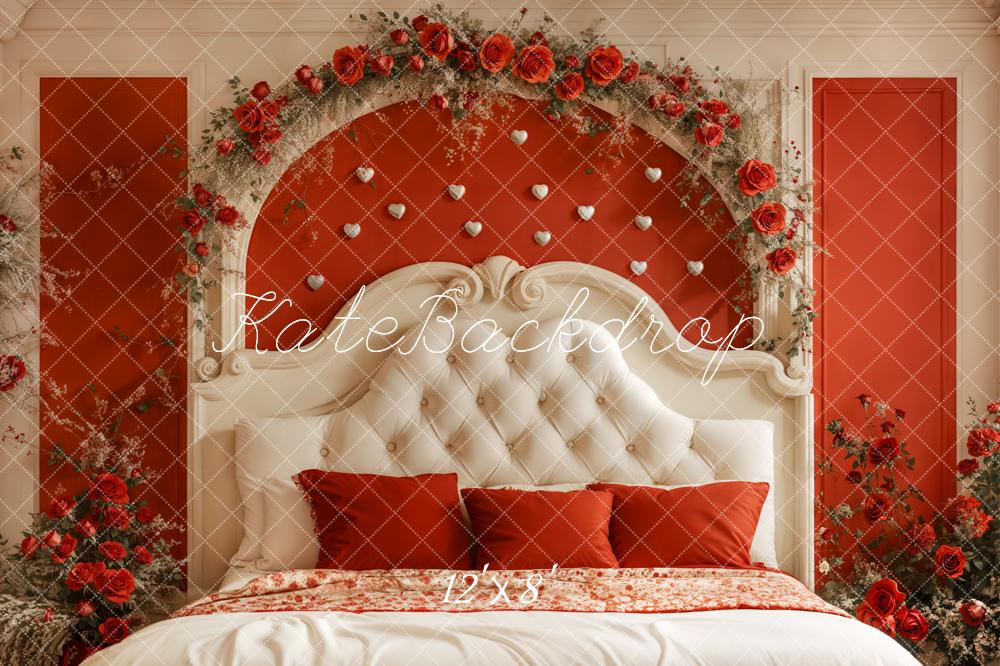 Kate Valentine Headboard Red Rose Backdrop Designed by Emetselch