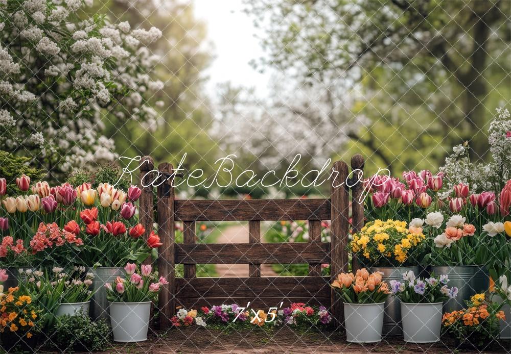 Kate Spring Garden Floral Fence Backdrop Designed by Mini MakeBelieve