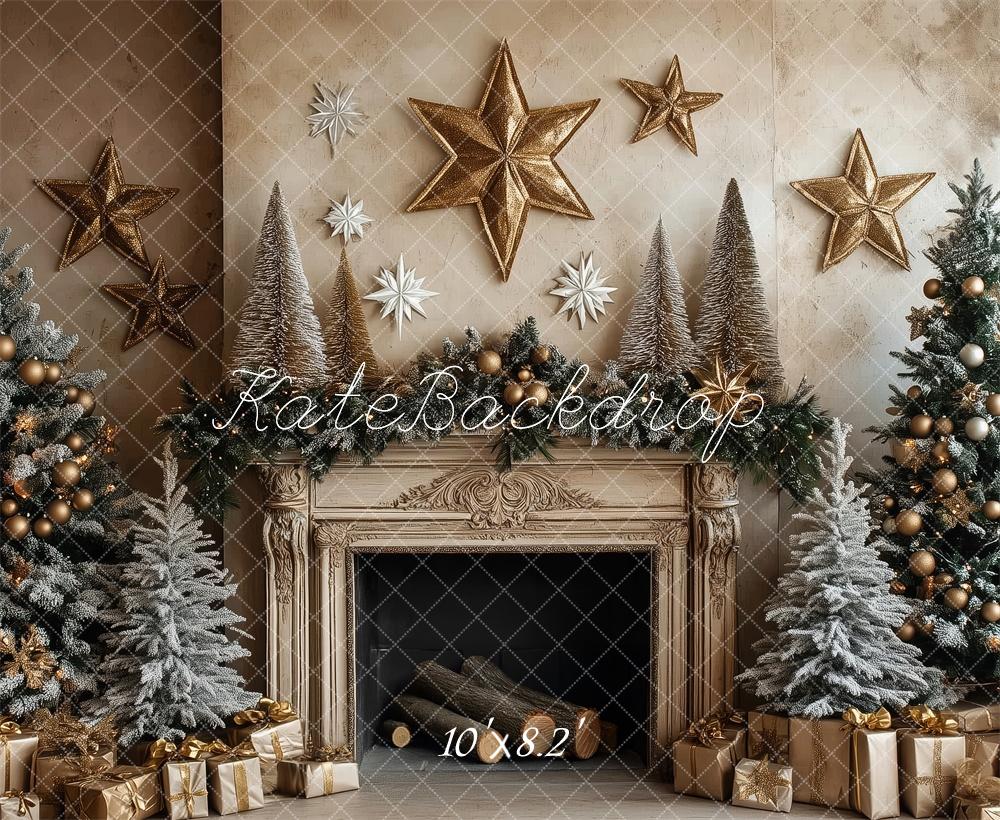 Kate Christmas Tree Fireplace Stars Backdrop Designed by Patty Roberts