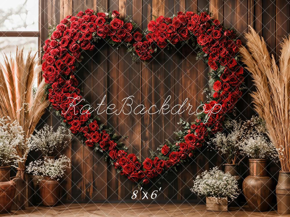 TEST Kate Valentine Heart Rose Rustic Boho Backdrop Designed by Emetselch