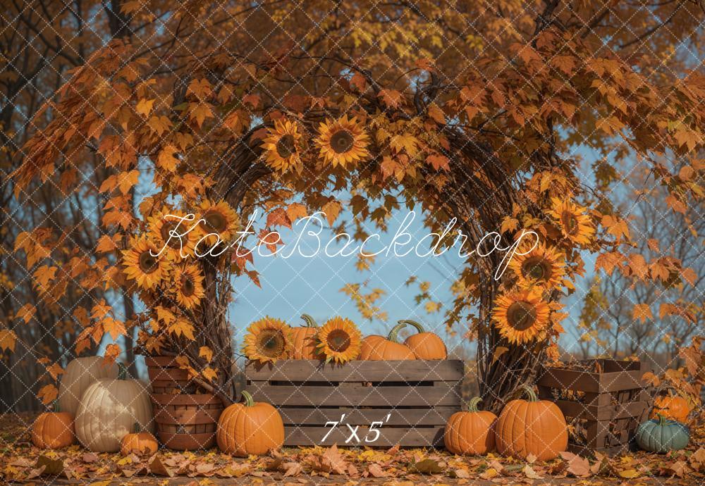 Kate Fall Sunflower Arch Maple Leaves Backdrop Designed by Emetselch