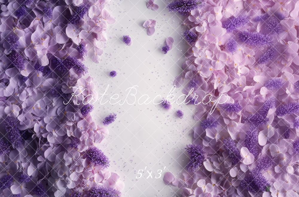 Kate Newborn Purple Floral Petals Floor Backdrop Designed by Mini MakeBelieve