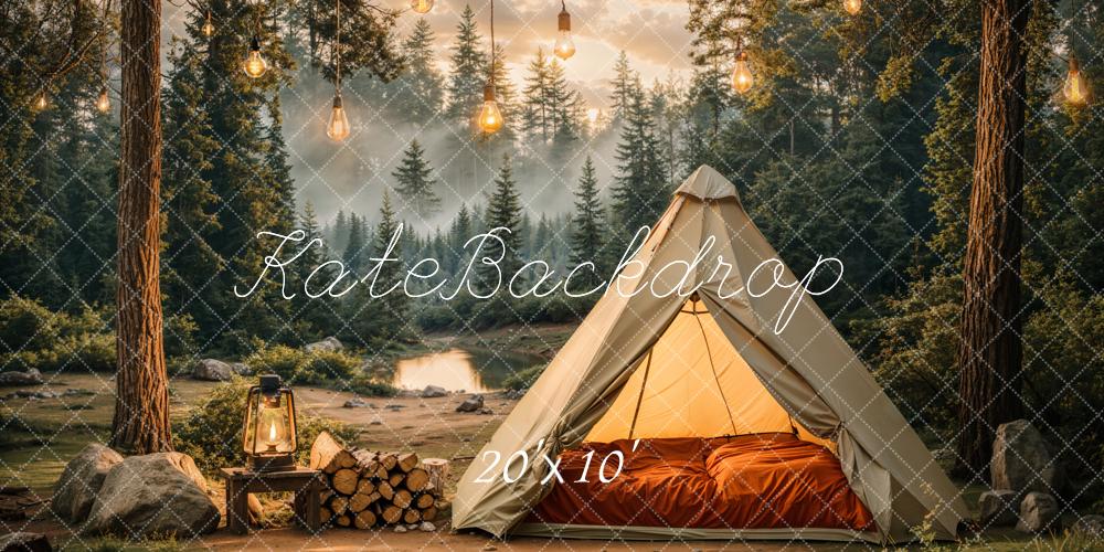 Kate Camping Forest Tent Lights Backdrop Designed by Emetselch