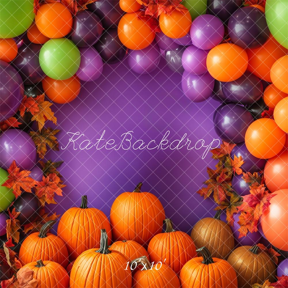 Kate Halloween Cake Smash Balloon Pumpkins Backdrop Designed by Patty Roberts