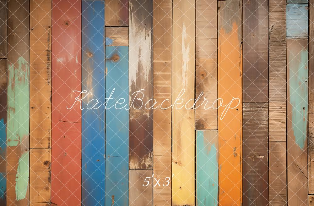 Kate Colorful Retro Wooden Floor Backdrop Designed by Kate Image