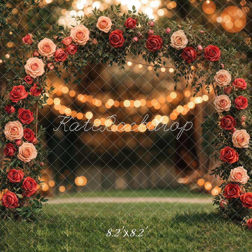 Kate Valentine Flower Arch Lights Garden Wedding Backdrop Designed by Emetselch