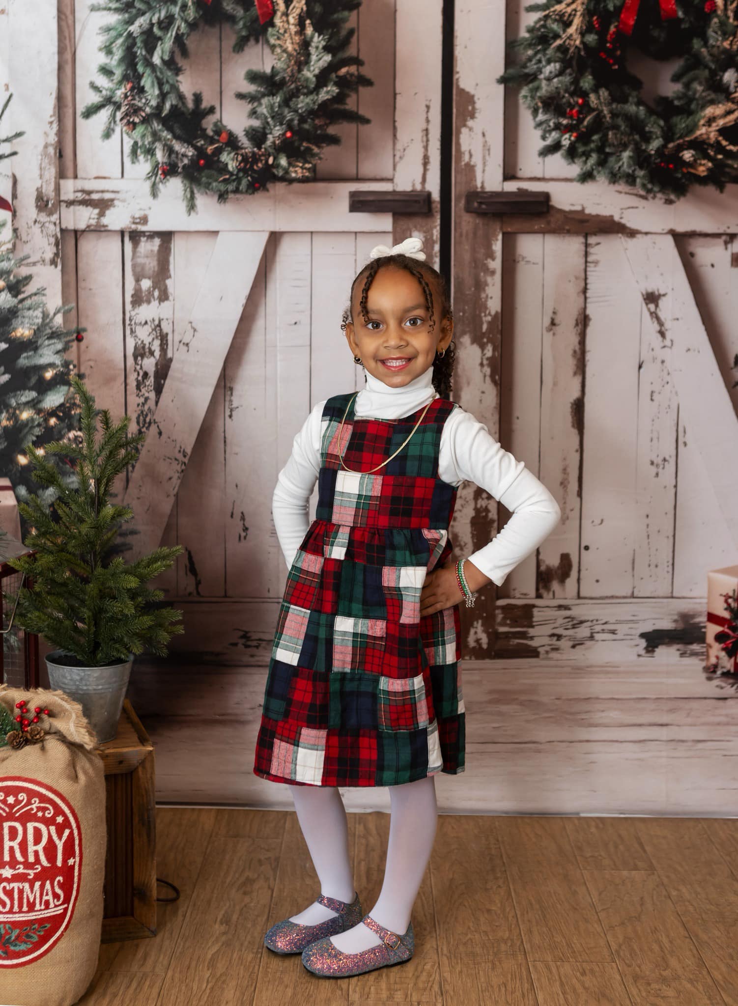 Kate Christmas White Shabby Barn Door Backdrop Designed by Emetselch