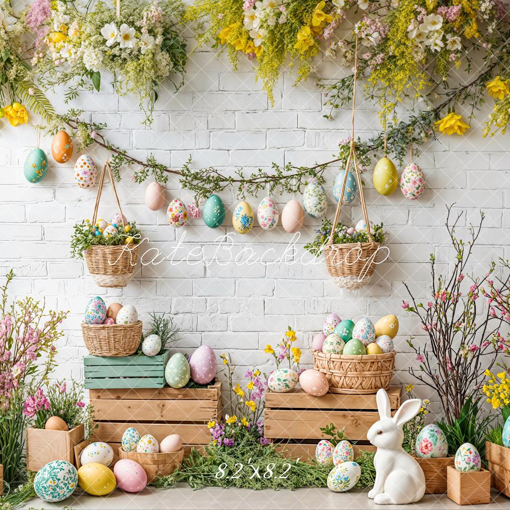 TEST Kate Easter Bunny Floral Egg Rustic Backdrop Designed by Emetselch