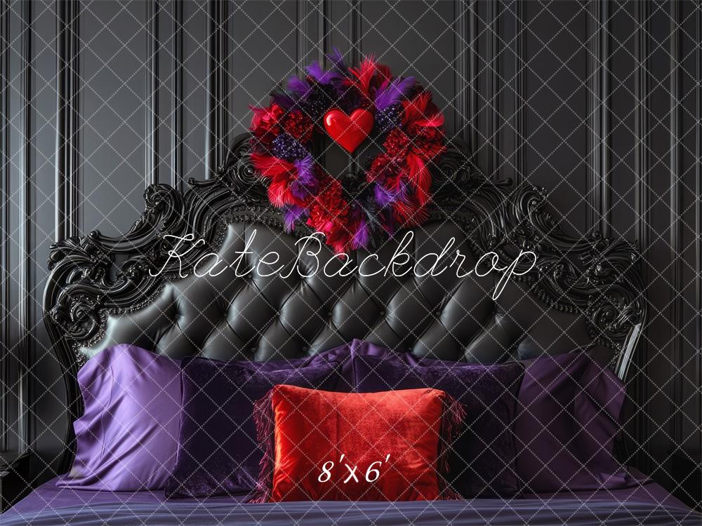 Kate Valentine Headboard Heart Black Retro Backdrop Designed by Mini MakeBelieve