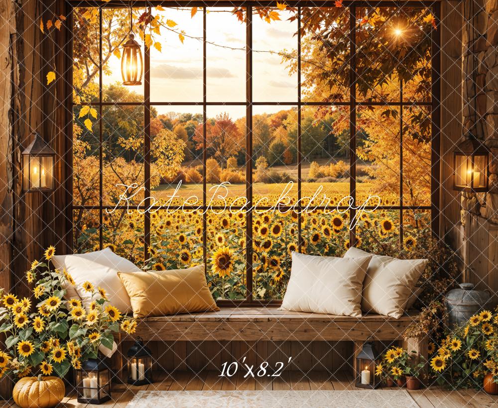 Kate Fall Sunflower Window Pillow Backdrop Designed by Emetselch