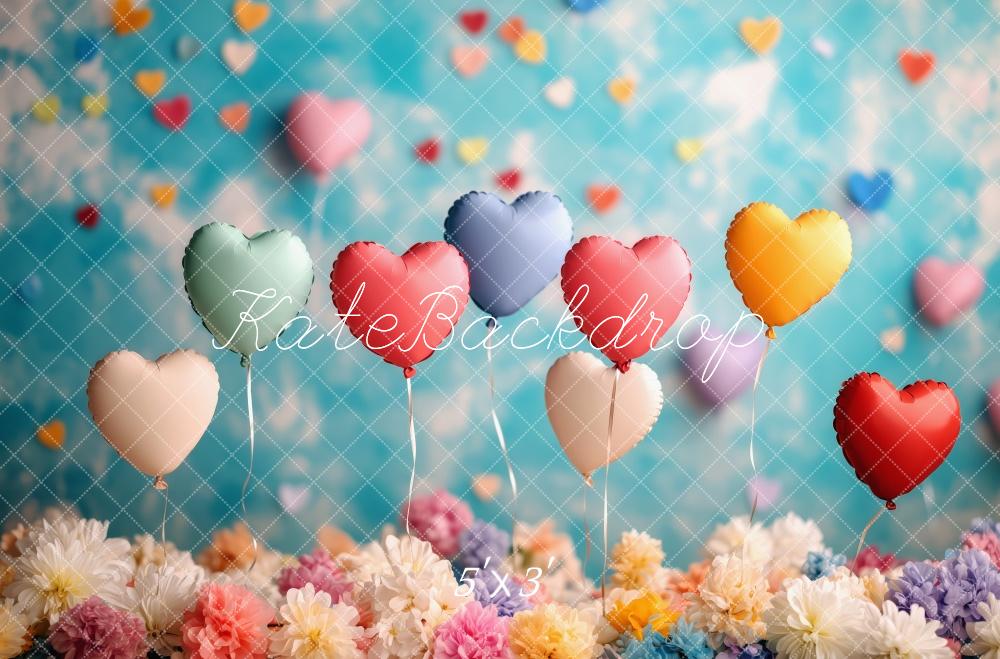 Kate Heart Balloons Floral Colorful Backdrop Designed by Patty Roberts