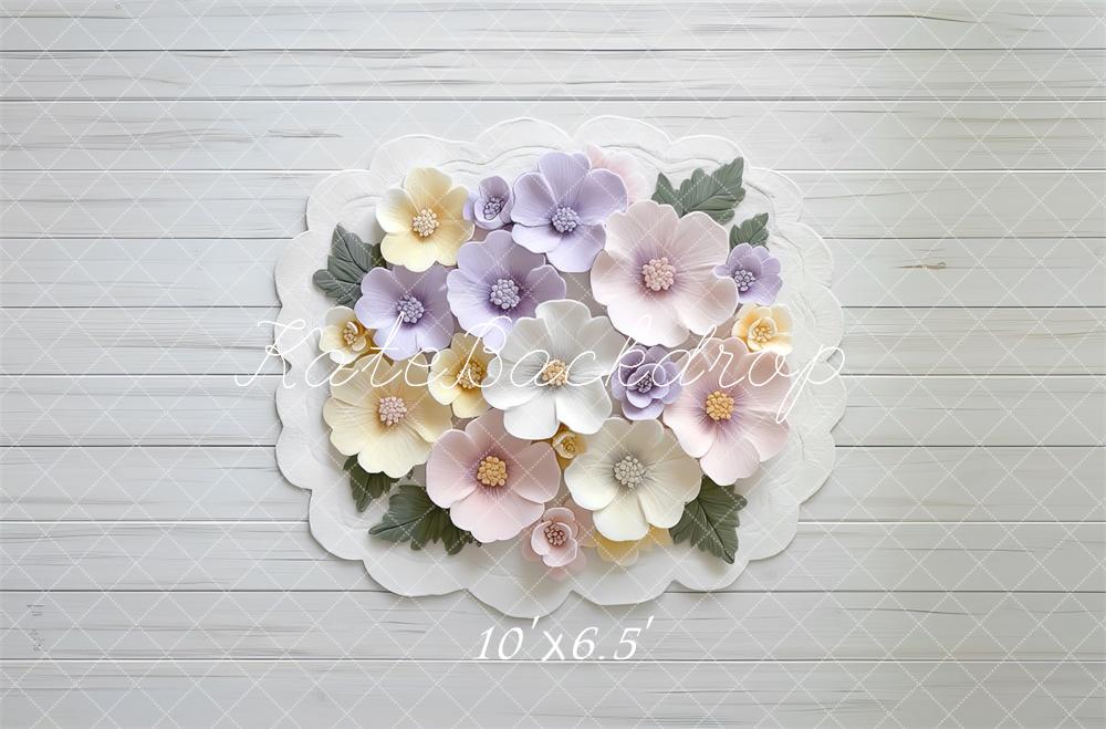 Kate Newborn Floral Pastel Rug Floor Backdrop Designed by Mini MakeBelieve