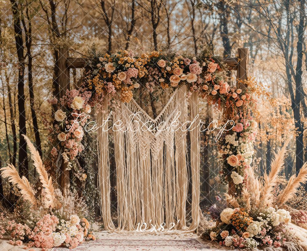 Kate Boho Macrame Flower Arch Forest Backdrop Designed by Emetselch