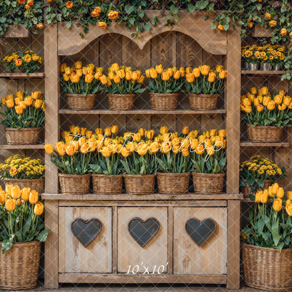 Kate Spring Rustic Tulip Flower Shelf Backdrop Designed by Emetselch