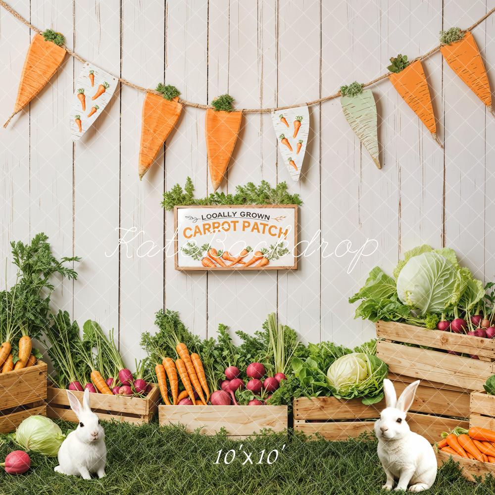 Lightning Deal #5 Kate Easter Bunny Carrot Patch Backdrop Designed by Emetselch