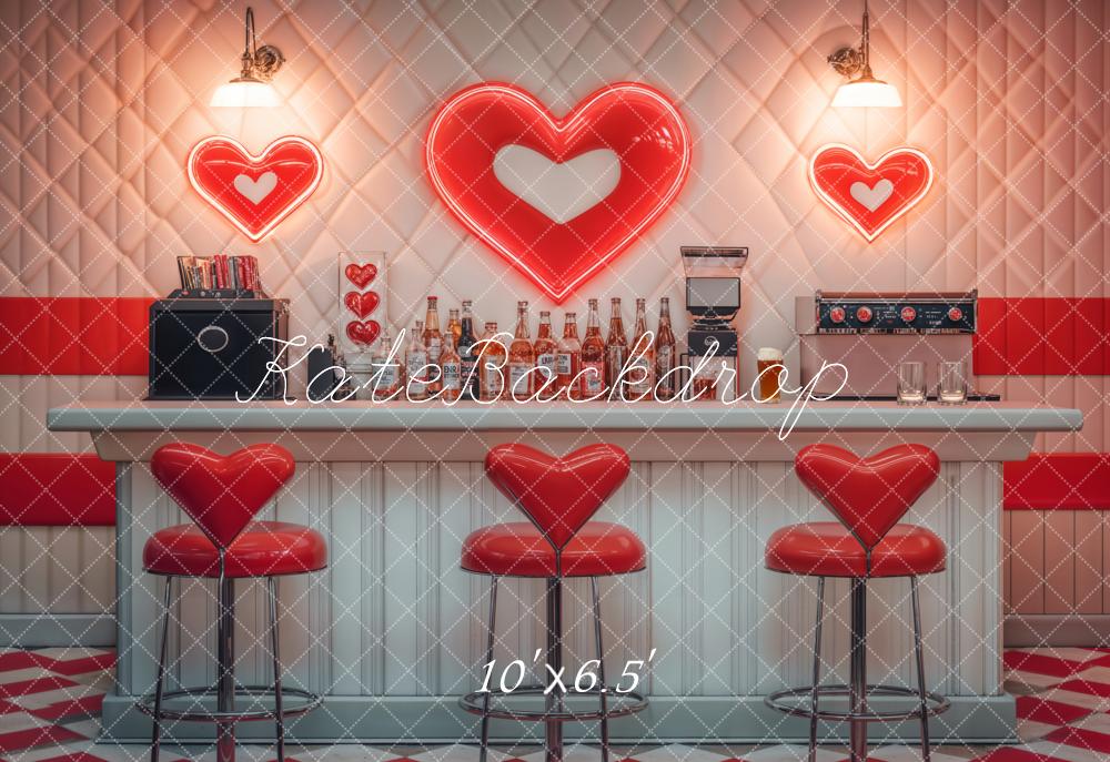 Kate Valentine Retro Heart Diner Bar Backdrop Designed by Emetselch