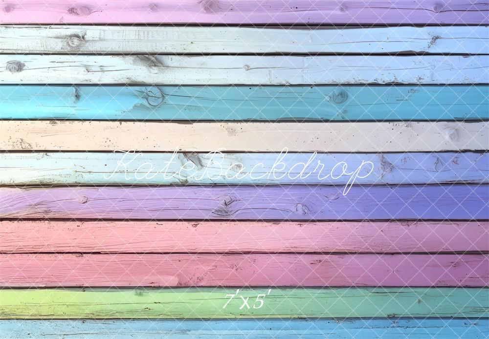 Kate Colorful Pastel Wooden Plank Floor Backdrop Designed by Mini MakeBelieve