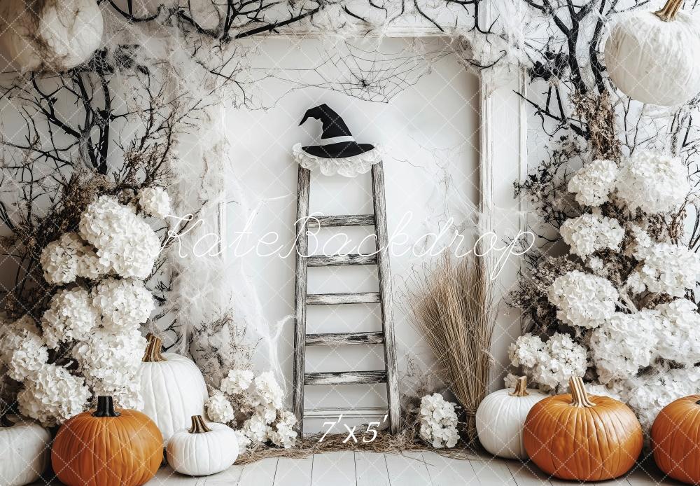 Kate Rustic White Pumpkin Halloween Backdrop Designed by Patty Roberts