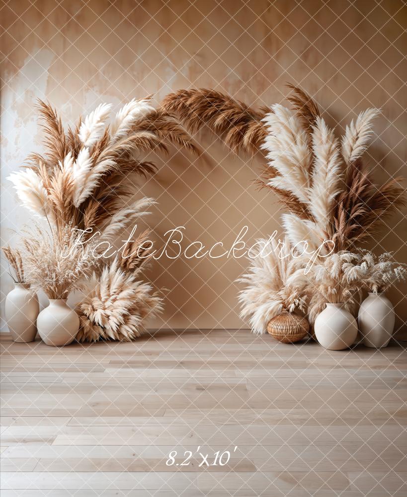 Kate Boho Floral Arch Beige Backdrop Designed by Emetselch