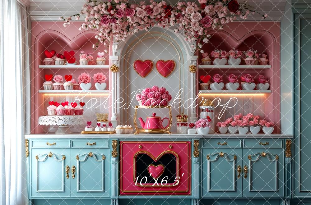 Kate Valentine Kitchen Heart Cupcakes Backdrop Designed by Mini MakeBelieve